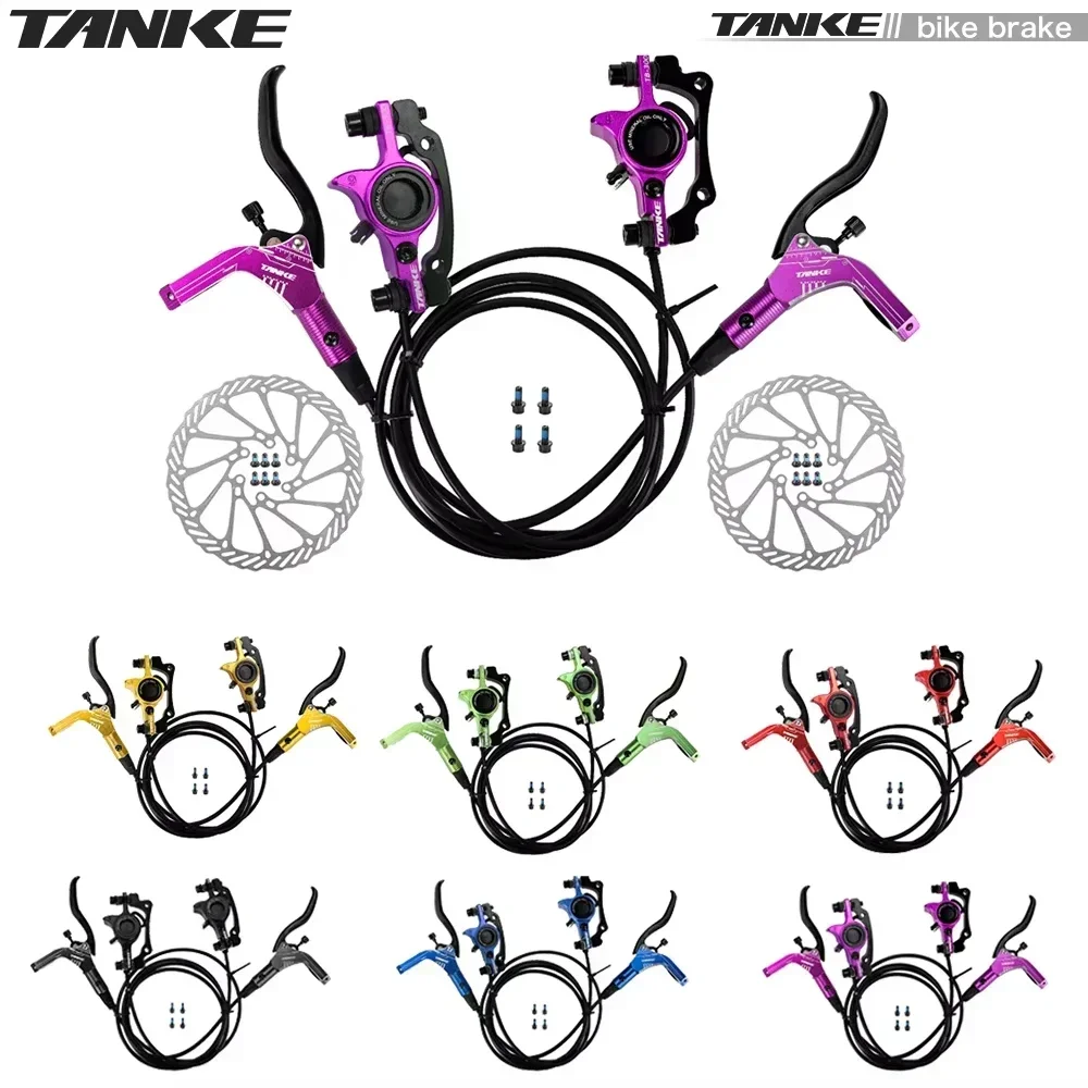 TANKE MTB バイク油圧ディスクブレーキセット 160 ミリメートルローターオイルキャリパープレートフロントリアマウンテン自転車クランプ 22.2 ミリメートルハンドルピラー