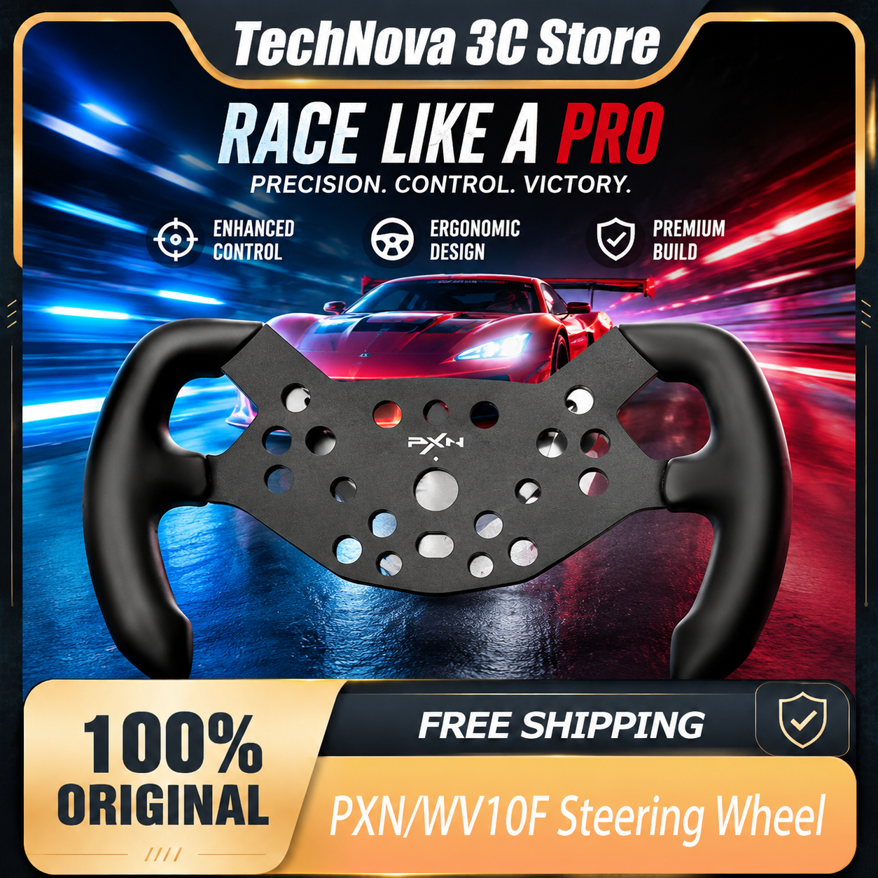 PXN WV10F フォーミュラレーシングホイールリム PXN V10 V10 Pro Sim レーシングステアリングホイール F1 ETS2 Forza Horizo​​n 5 PC用