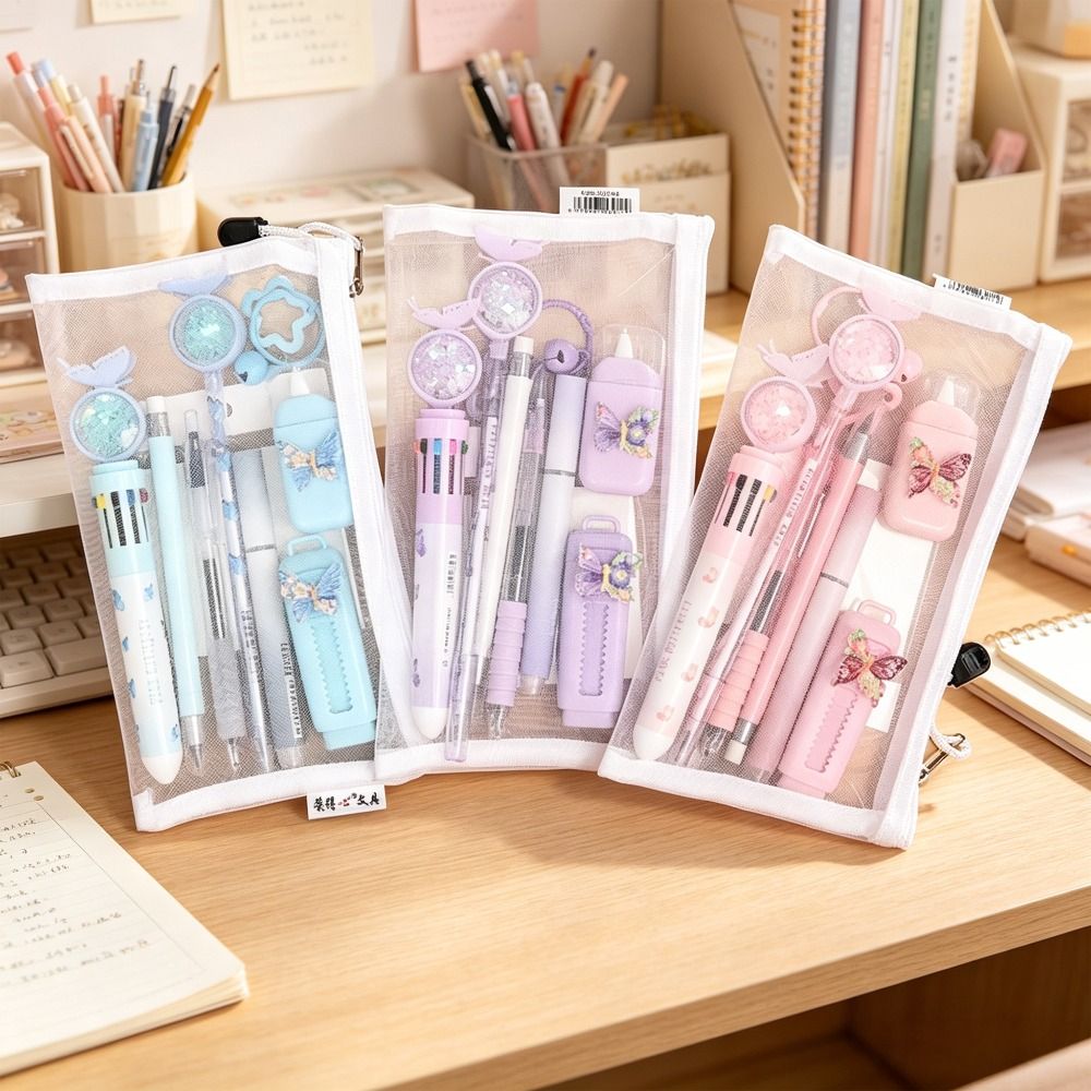 10 ピース/セット耐久性のあるプラスチック文具セット 10-in-1 バタフライシリーズゲルペン多色ペン学生