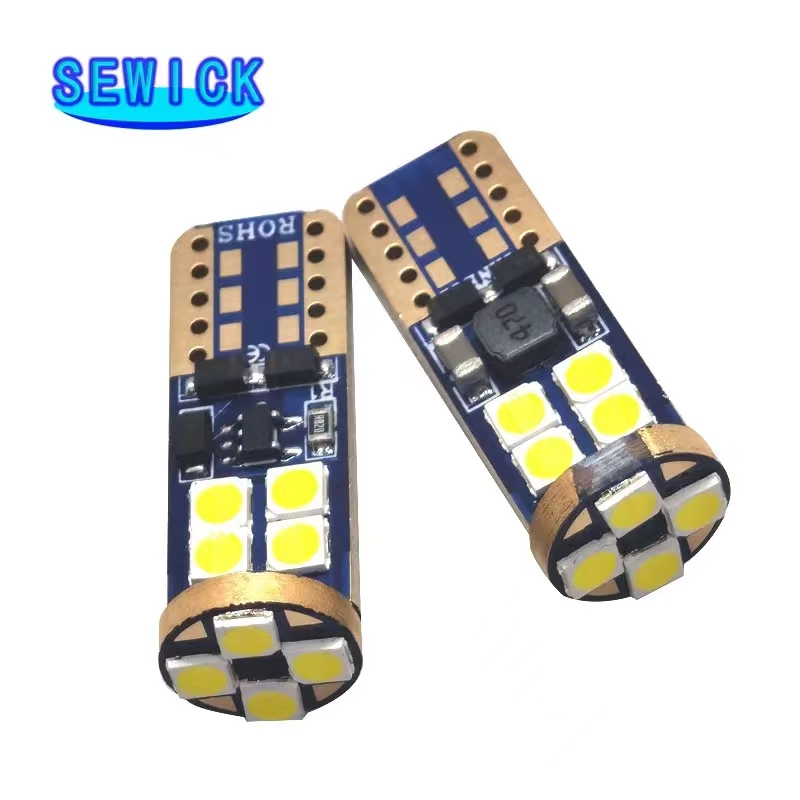 100 個 T10 CANBUS 12SMD 3030 12V-24V ホワイト車のサイドテールライト電球 t10 canbus エラーフリー w5w 194 168 led 車のスタイリング