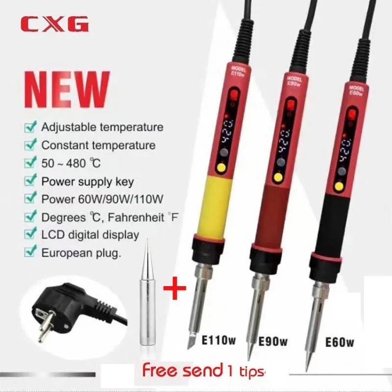 最新 CXG E60WT/90WT/110WT 110V/220V EU/米国/AU ROHS 液晶温度デジタル LED 調整可能な電気はんだごてのヒント