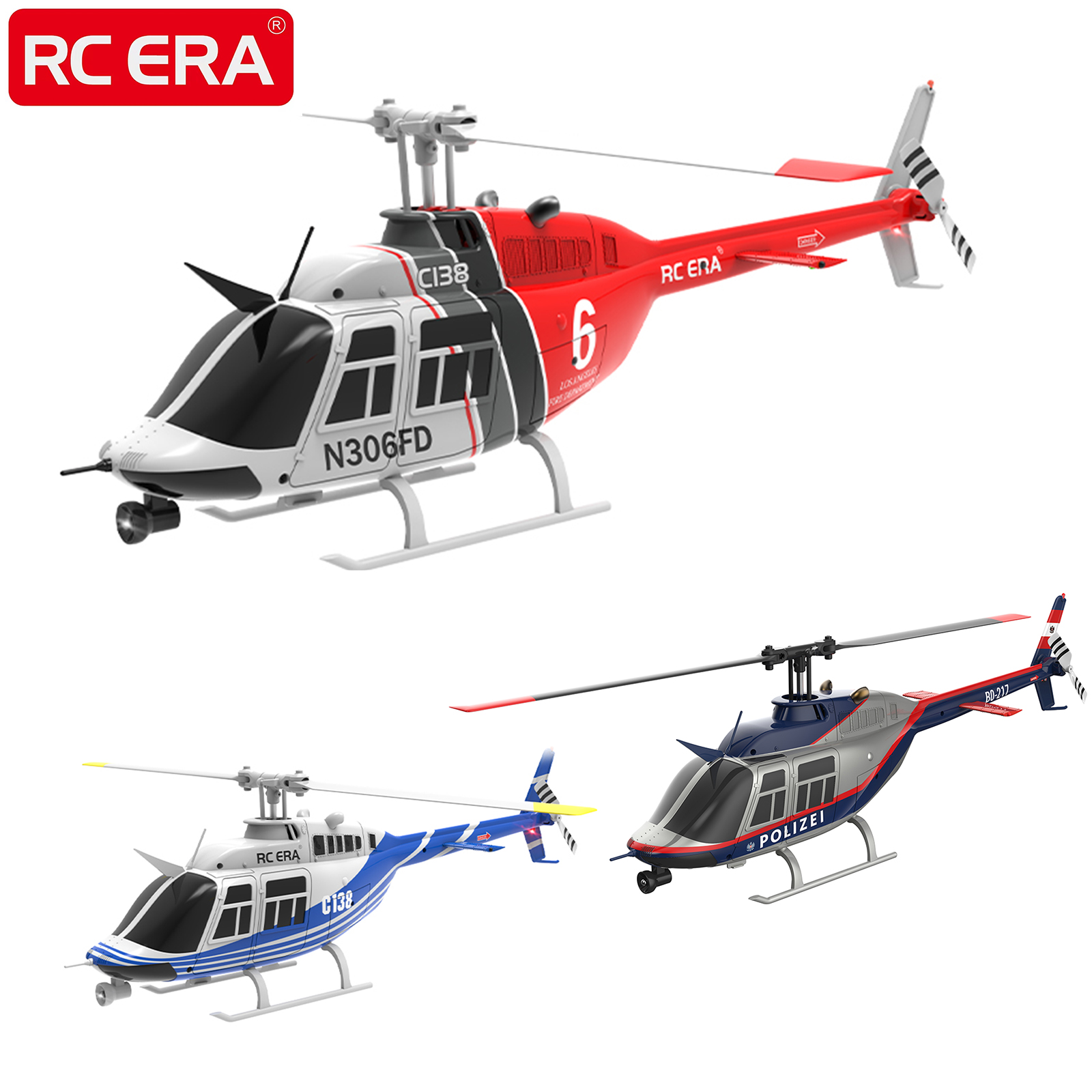 RC ERA C138 BELL 206 ジェットレンジャー 6 軸ジャイロ安定化高度保持 4ch RC ヘリコプター航空機趣味大人用 -RTF