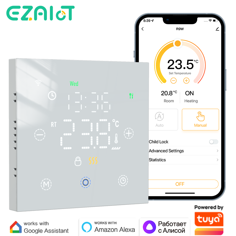 WiFi スマート サーモスタット Tuya リモート温度コントローラー電気床暖房水/ガスボイラー Yandex Google ホーム Alexa