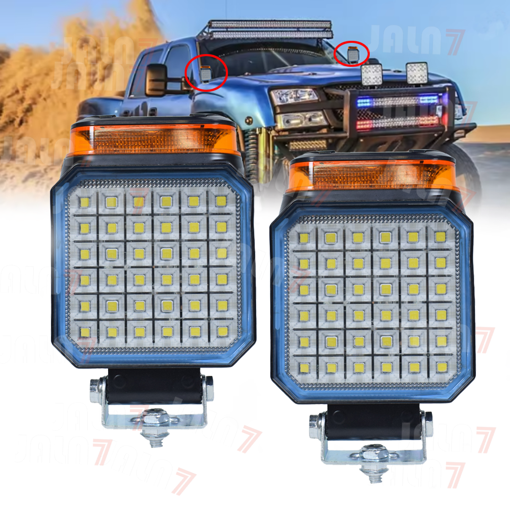 JALN7 LED ワークライト 4 "回転トラクター ホワイト イエロー 360⁰ ビーコン オフロード フラッシュ警告信号ライト ファーム バン レトロフィット 12V 24V