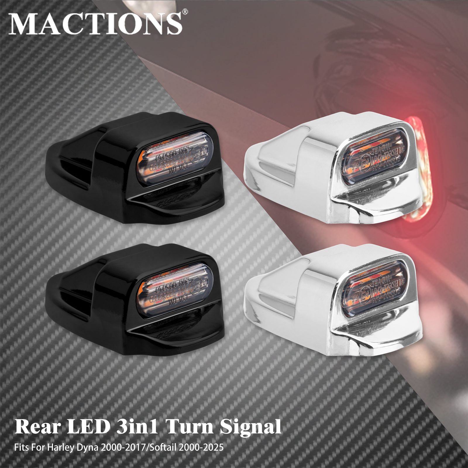 オートバイリア LED ウインカーインジケータライトランニングブレーキランプハーレーダイナファットストリートボブ 2000-2017 ソフテイル FL 00-2025
