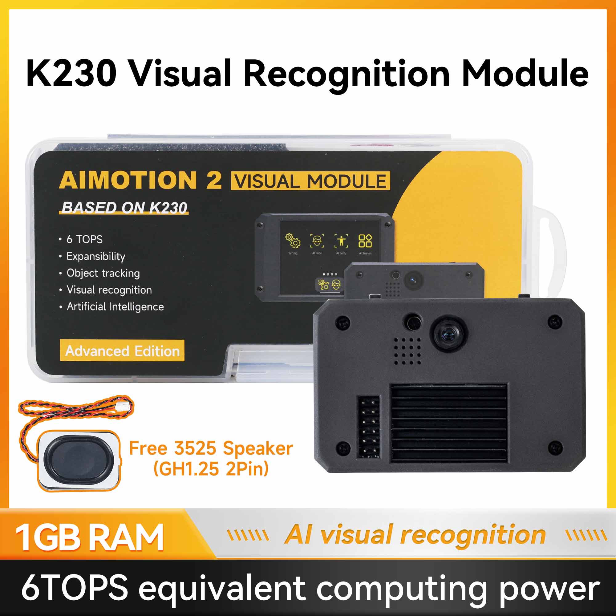 Yahboom K230 AI 視覚認識モジュール 2.4 インチ HD タッチスクリーン付き 6TOPS 相当の計算能力 DIY スマートロボットカー用
