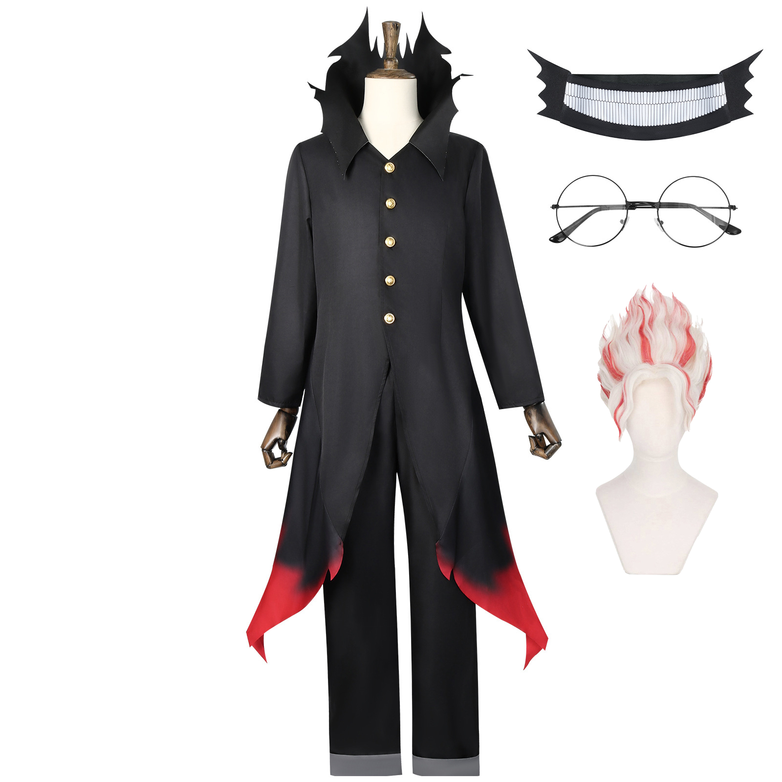 高倉健okarunコスプレ衣装アニメダンダダンokarunおばあちゃんの力黒制服フェイスカバーメガネ用女性男性