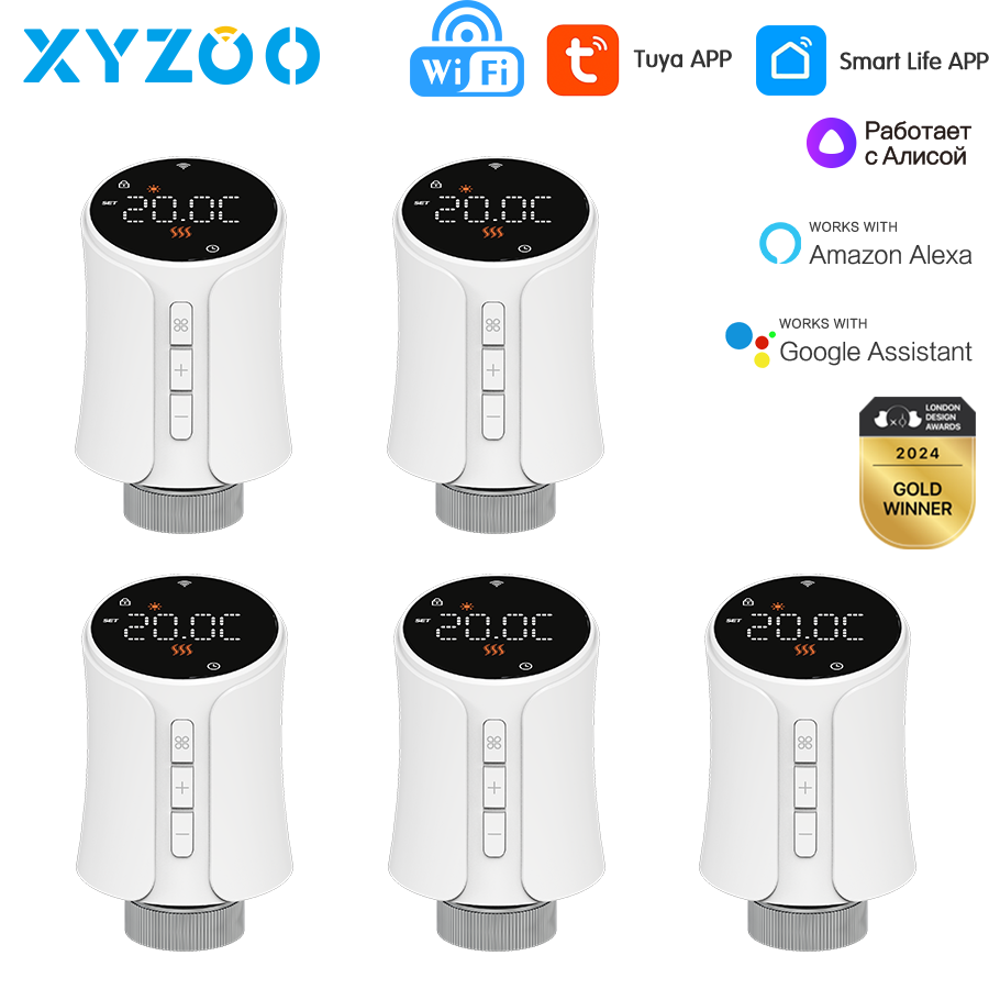 Tuya WiFi スマート サーモスタット ラジエーター アクチュエーター TRV サーモスタット バルブ ヘッド温度コントローラー Alexa Google ホーム音声制御
