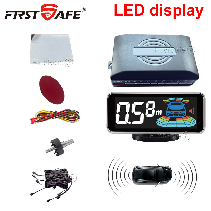 マルチレーダーパーキングセンサーキットバックライト LED ディスプレイ多言語音声リバース検出器 6/8 センサーユニバーサル自動車安全