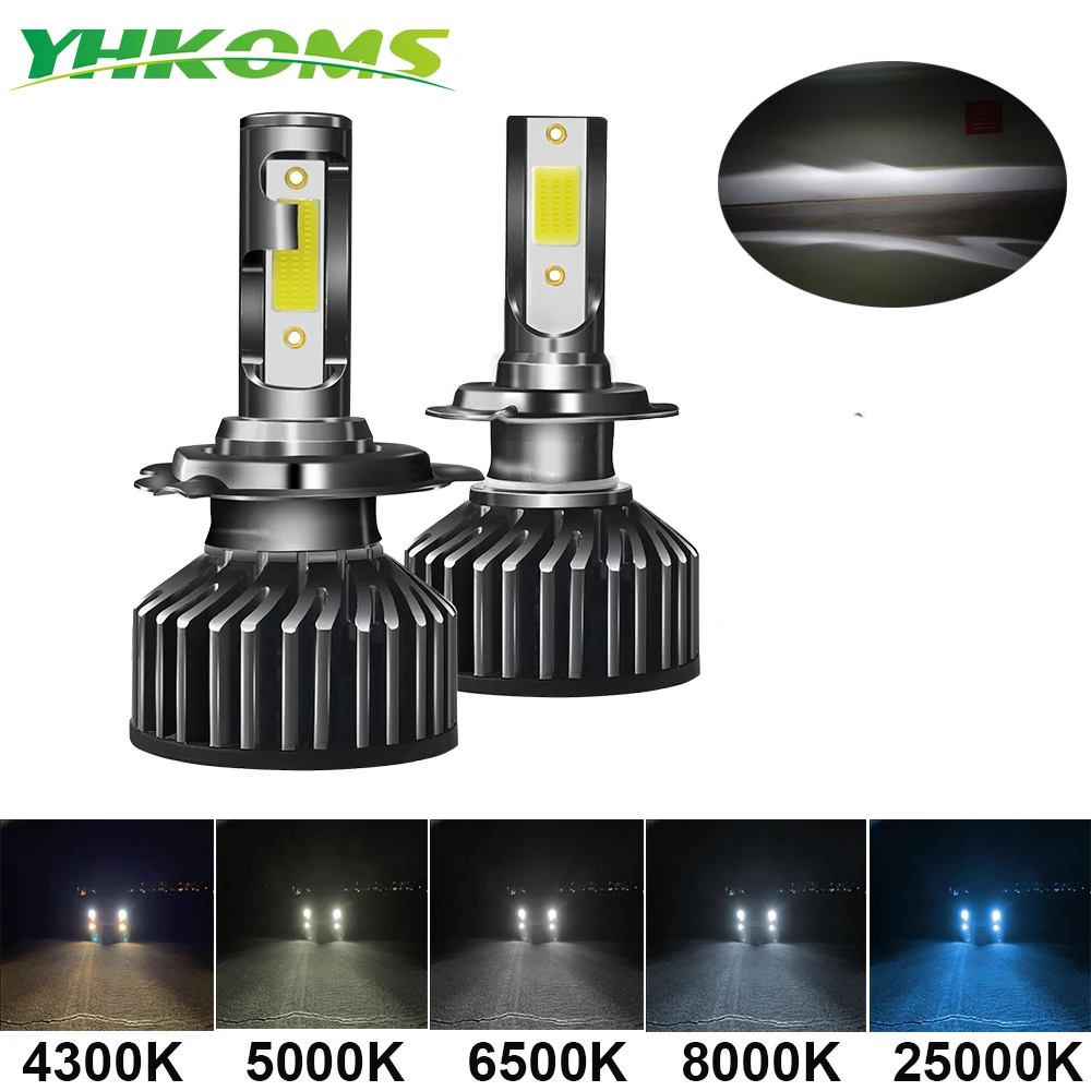 YHKOMS ミニサイズ車のヘッドライト H4 H7 LED 3000K 4300K 5000K 6500K 8000K 25000K H1 H8 H9 H11 9005 9006 LED 電球オートフォグライト 12V