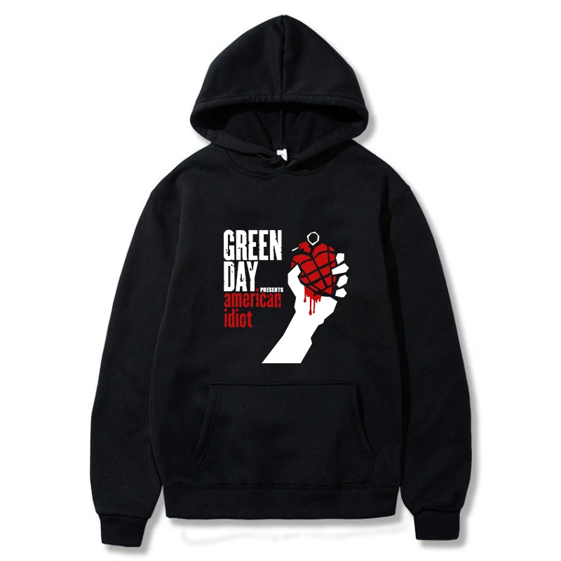 新しい男性パーカー GREEN DAY プリントトップスラウンドネックレディースファッションカジュアルソフトプルオーバーセータールーズ男性快適なパーカー