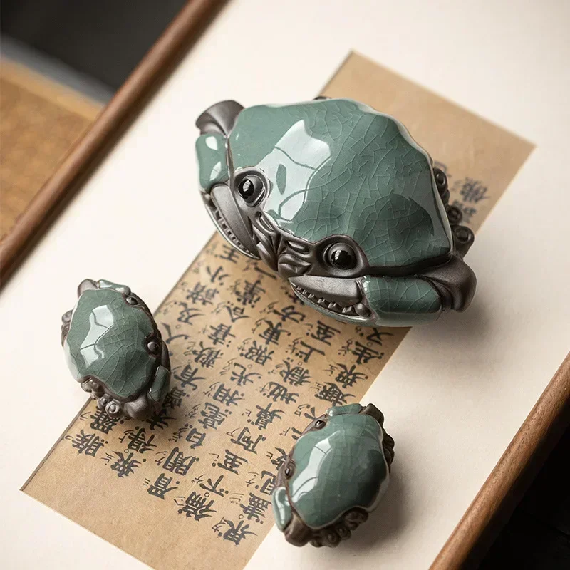 2024 新 Ge 窯ひび割れ釉カニ茶遊び手作り功夫茶ペット装飾中国のテーブルセレモニーアクセサリー茶ペット