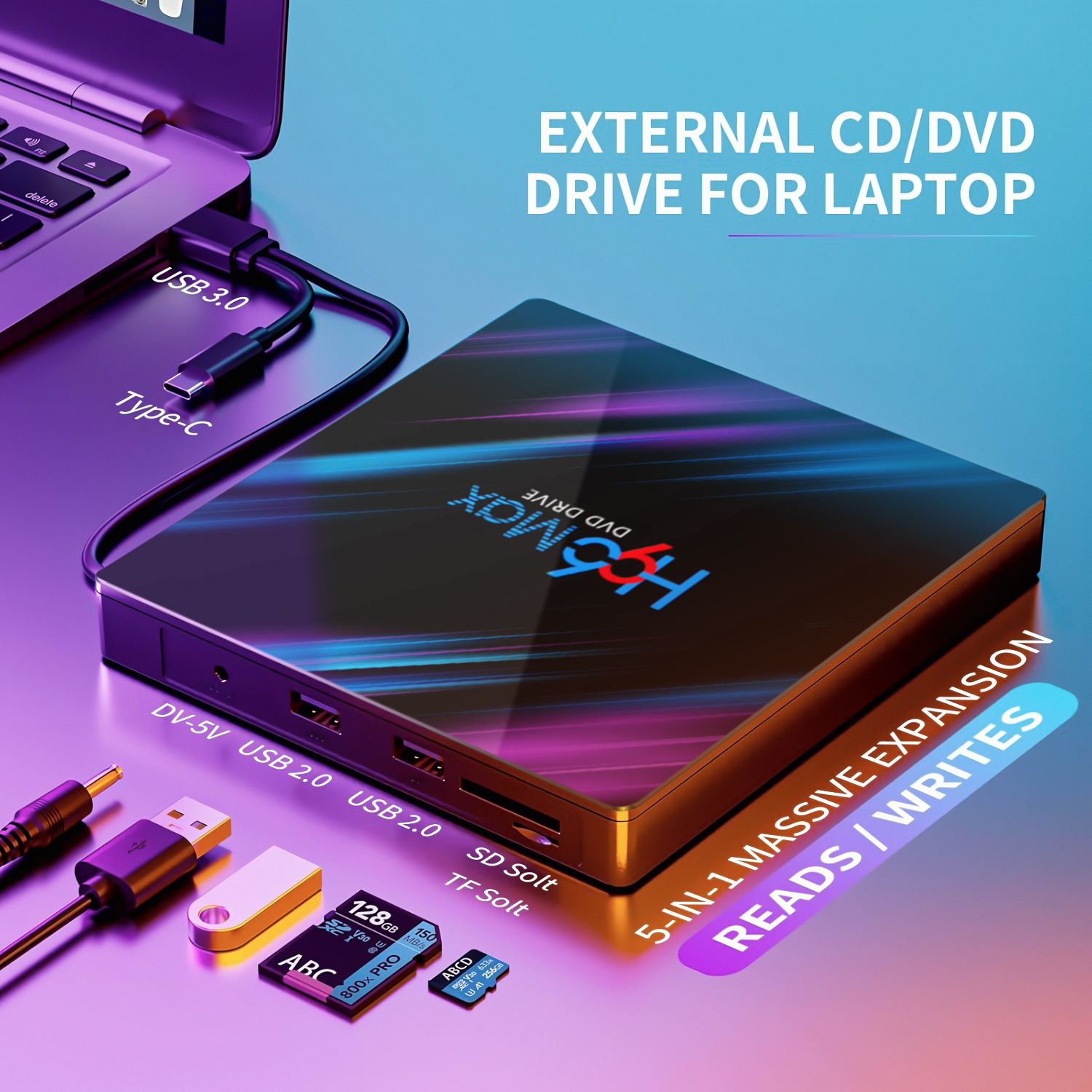 2026 新しい USB3.0 外部プレーヤー 5-in-1 多機能 DVD BD CD ブルーレイ バーナー SD TF カード読み取り機能ドライブ ラップトップ PC 用