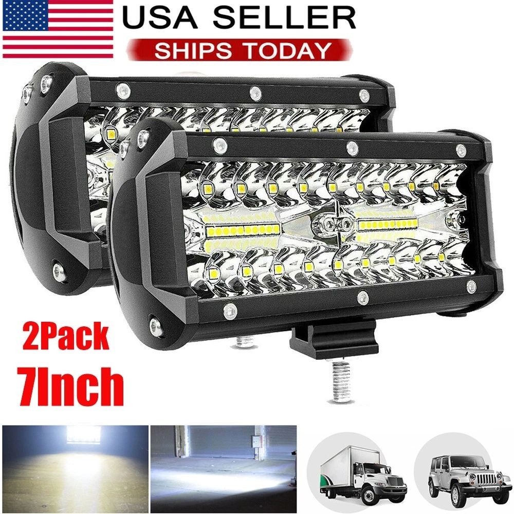 BraveWAY 7 インチ 20000LM LED ワークライトバー 6000K ホワイトフラッドスポット 3 列霧運転 ATV トラック 12V 24V IP68 オフロード用
