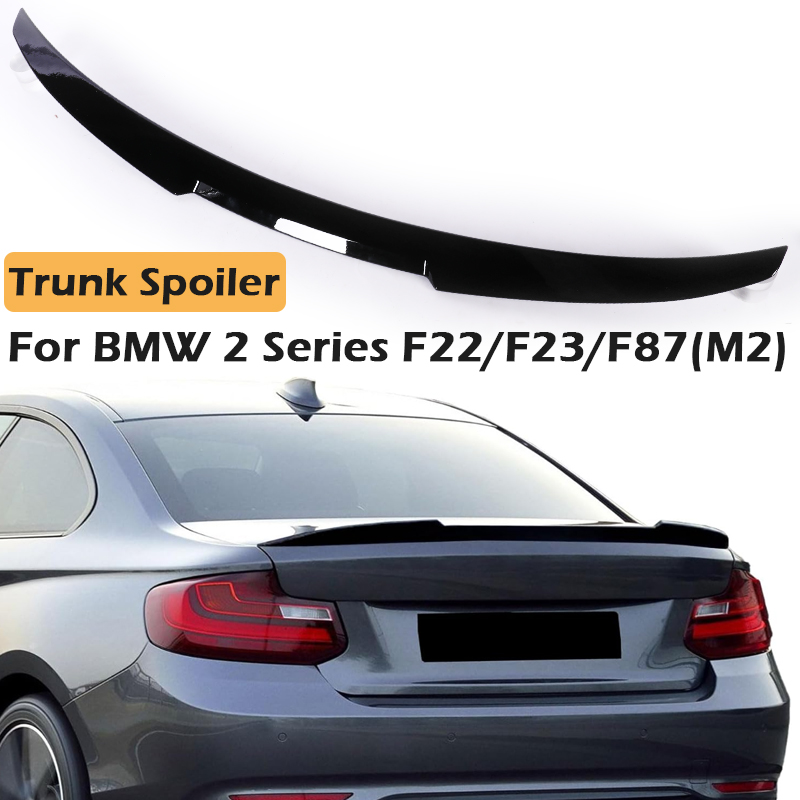 リアバンパースポイラーリップ BMW 2 シリーズ F22 F23 M2 F87 カーボンファイバー MP M4 PSM スタイルルーフトランクウイングテール 2014-2021 グロスブラック