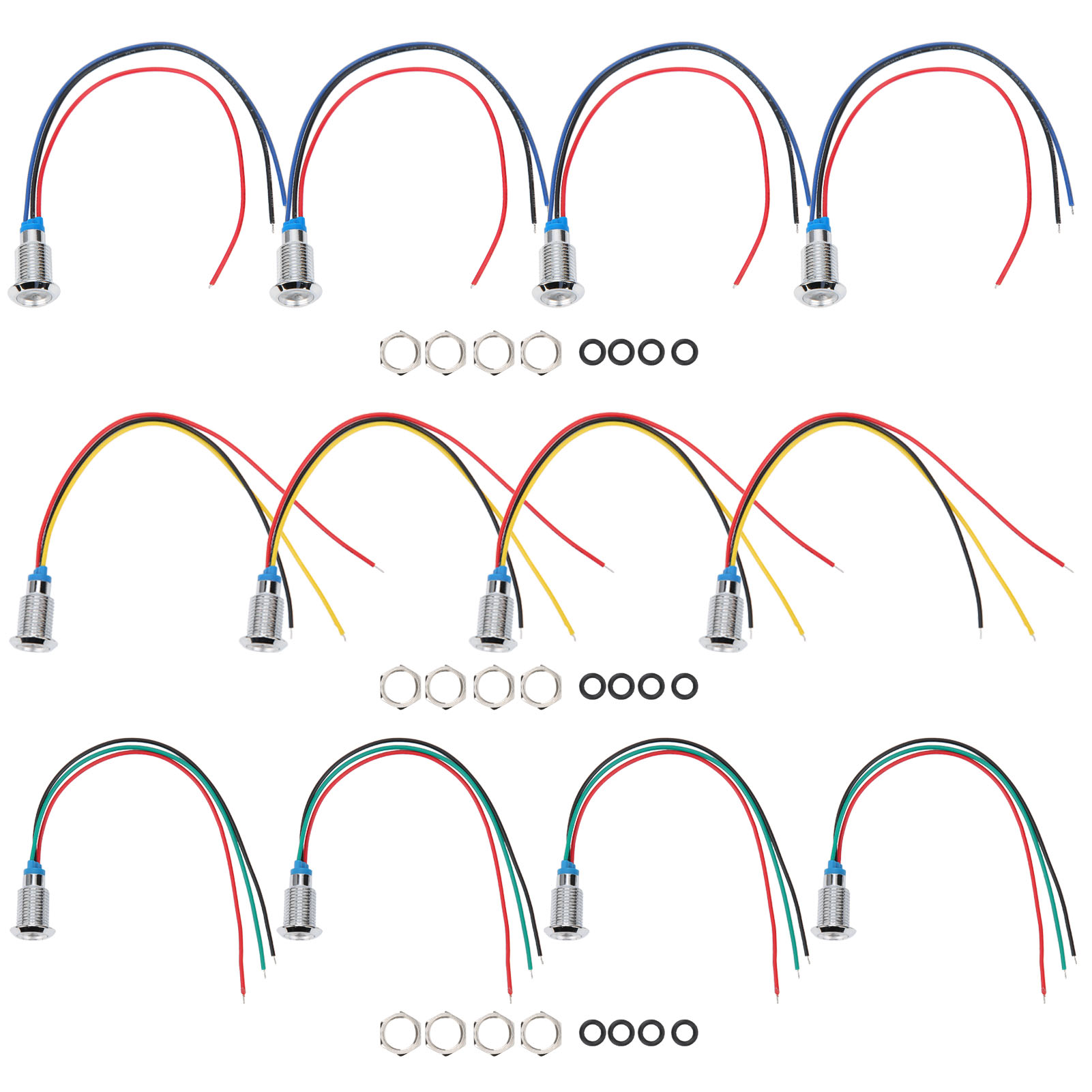4 セット配線済み丸型 LED 防水メタル 2 色ライト共通アノード 3-6V 10mm 配線済み丸型 LED 防水丸型 LED