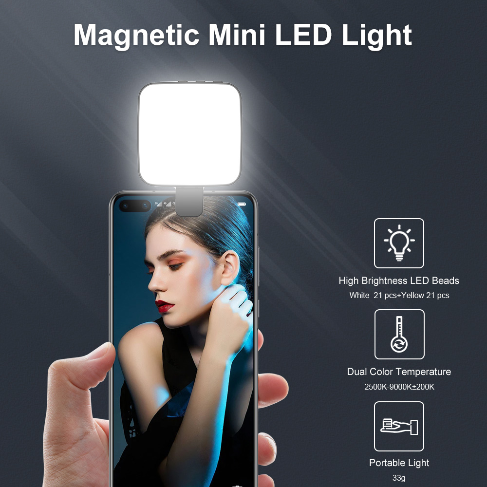 VLOGLITE ポータブル電話補助光 Magsafe 磁気、iPhone/Android、電話、コンピュータの自撮り補助光に適しています