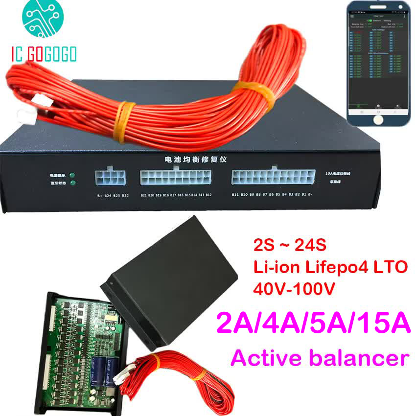 2A 4A 5A 15A バランスリチウム電池アクティブイコライザー Bluetooth アプリ 2S 〜 24S リチウムイオン Lifepo4 LTO JK Jikong バランサー 4S 16S 20S