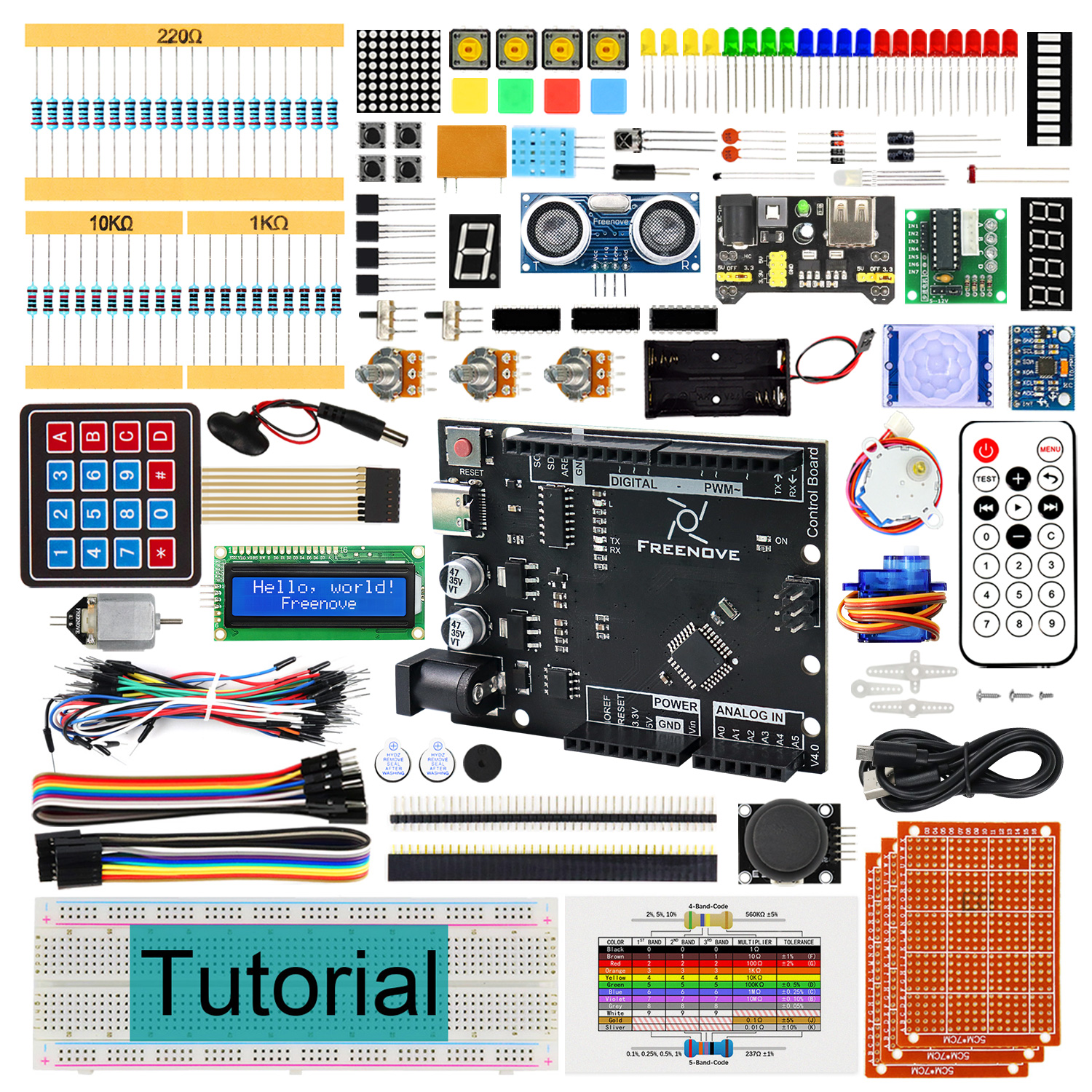 Arduino UNO R3 V4 用 Freenove Ultimate スターター キット、258 ページの詳細なチュートリアル、217 項目、57 プロジェクト