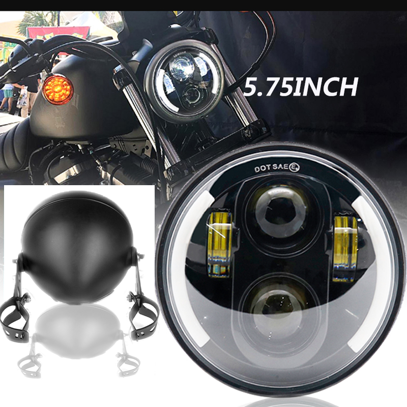 5.75 インチ LED ラウンドオートバイヘッドライト H/L ビームハーレースポーツスターホンダトライアンフスピードトリプルアイアン 883 5-3/4 "ヘッドランプ