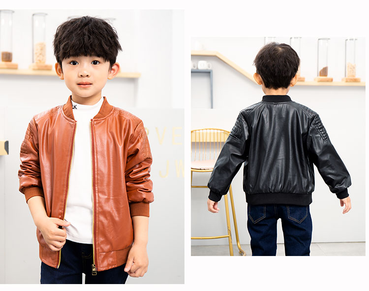 MS83597M キッズボーイズレザージャケットデザイン冬子供暖かい Pu コート
