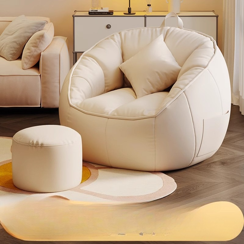 シートパフソファリビングルーム用ビーンバッグ家具シングルソファ純粋な綿とリネン素材のパフAsiento軽量ポータブル