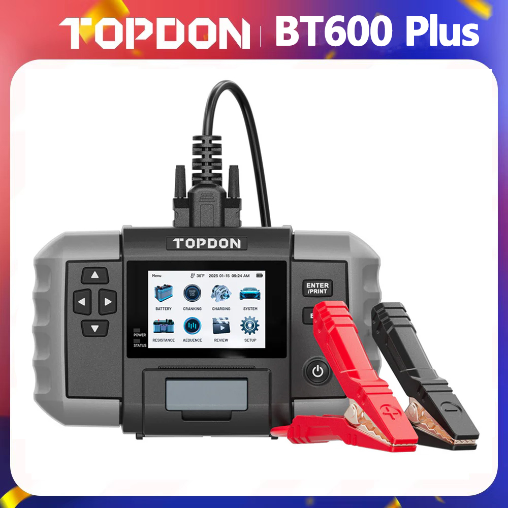 TOPDON BT600 Plus 大型ディスプレイ車自動車バッテリーテスター 6V/12V/24V 2-in-1 バッテリー
