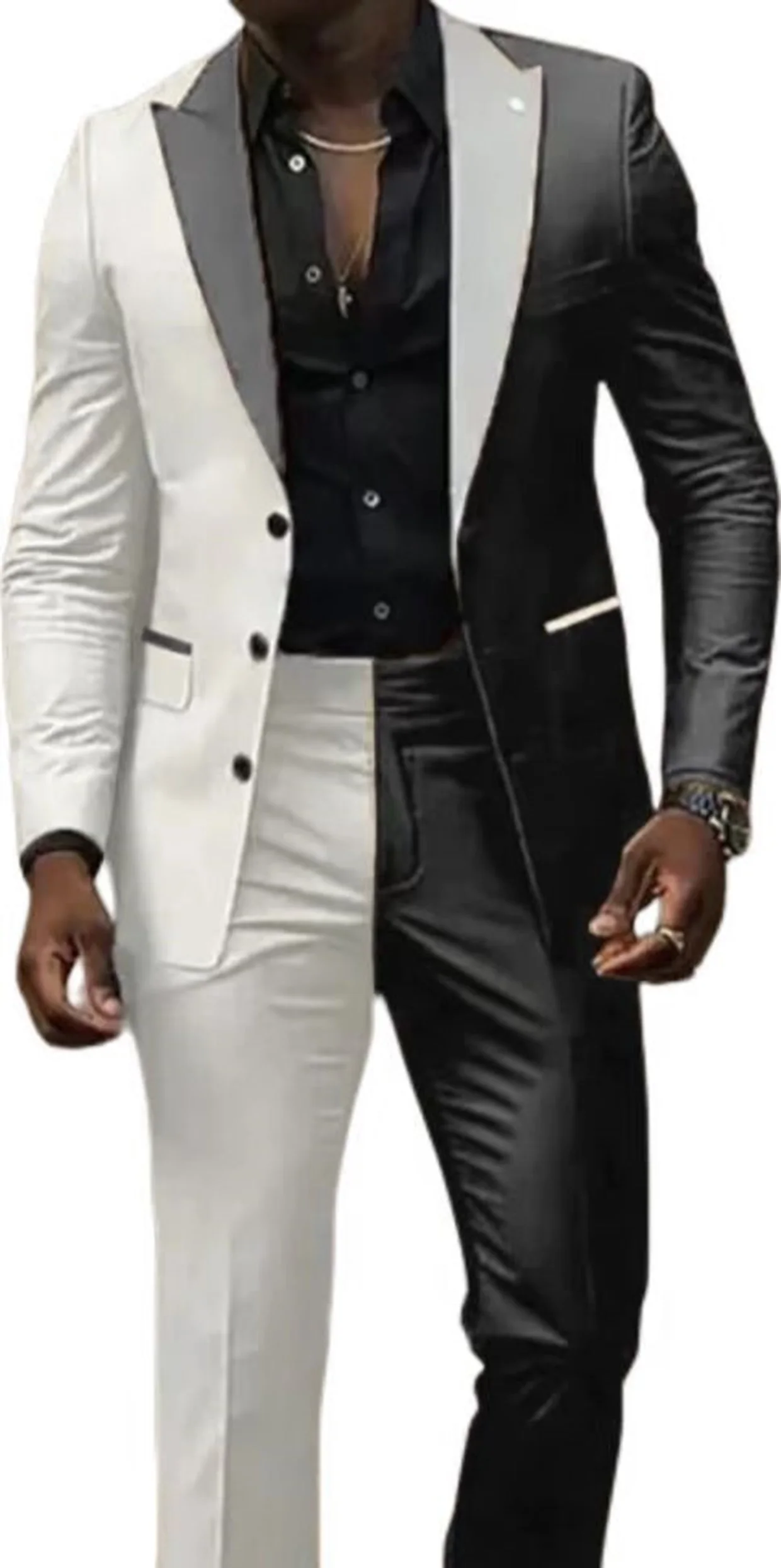 Two Color  Men's Suits 2 Pieces Blazer and Pants Set Single Breasted  Groomsmen Party
