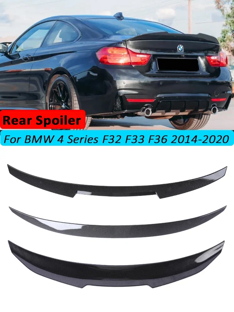 リアトランクスポイラーバンパーリップ BMW 4 シリーズ F32 F33 F36 カーボンファイバー PSM M4 MP スタイルウイングテールキット 2014-2020 グロスブラック