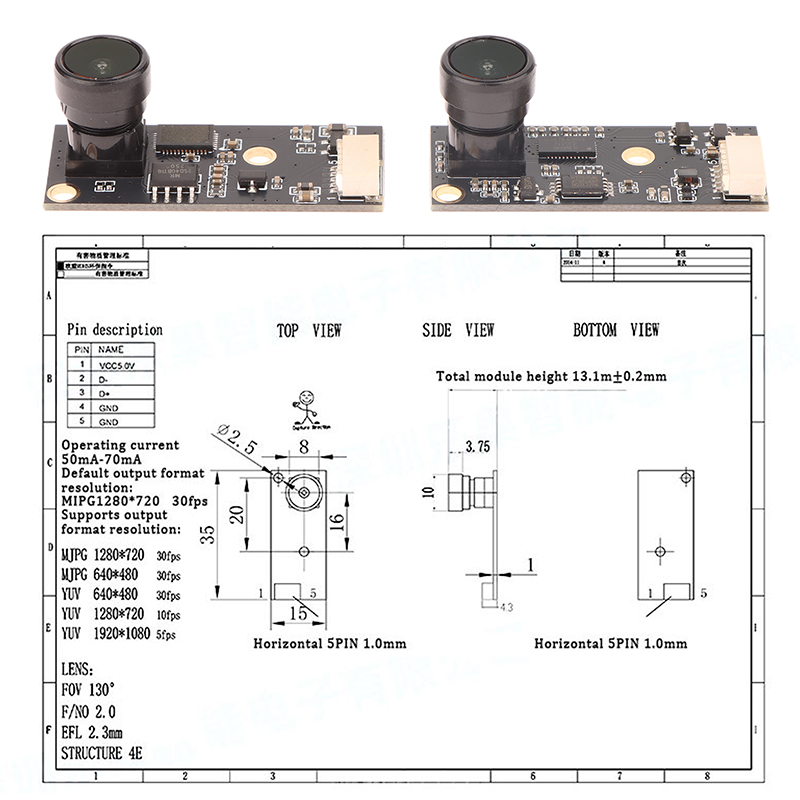 ⭐ 1080PHD USB カメラモジュール 3D プリンタ用 固定焦点 130/150 度 フリードライブ USB2.0 UVC OTG Linux 用