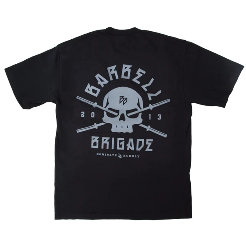 バーベル旅団ジムフィットネス Tシャツルーズオーバーサイズ綿男性半袖ボディービルスポーツ Tシャツ夏のトレーニングワークアウトトップス