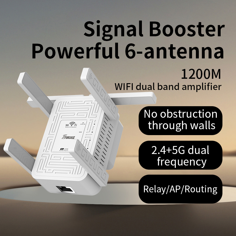 1200Mbps WiFi 6アンテナ リピーターエクステンダー 信号ブースター デュアルバンド 2.4G/5GHz Wi-Fi信号延長 インターネットブースターアンプ 長距離ネットワーク簡単セット