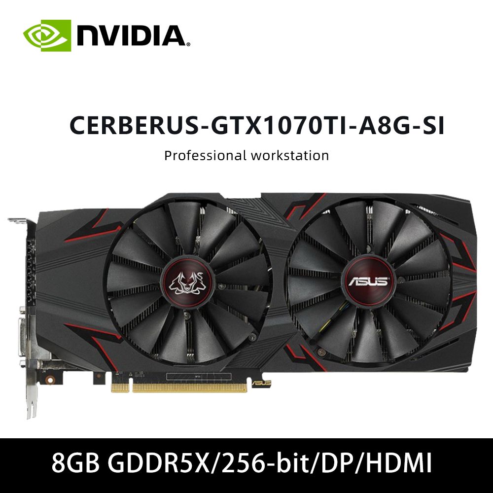 ASUS NVIDIA CERBERUS GTX 1070TI 8G 8GB GDDR5 256ビット グラフィックカード HDMI DP DVI-D PCI-E 3.0 デュアルファン ゲームまたはオフィス用GPU