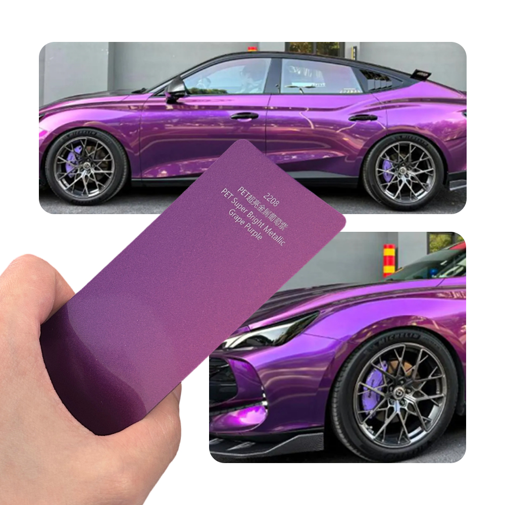 スーパーグロスメタリックグレープパープル車ビニールラップ自己粘着エアリリースバブルフリーフルボディ色変更ステッカー 1.52x18m