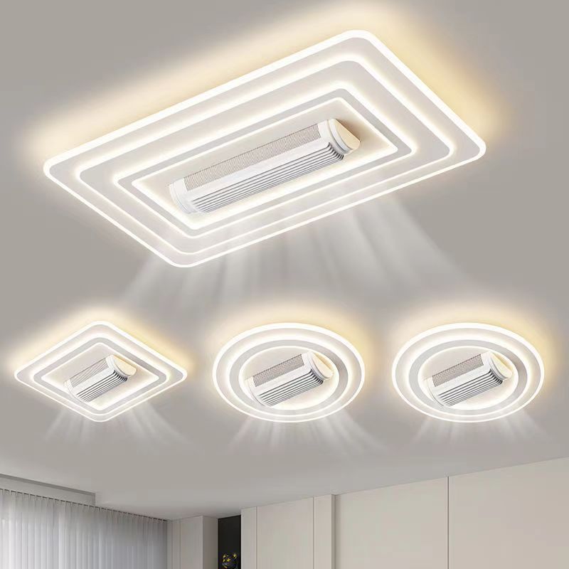 モダンなブレードレスファンランプラウンドスクエア LED 目に見えない天井ファンシャンデリアリビングルーム寝室屋内用ファン天井ランプ
