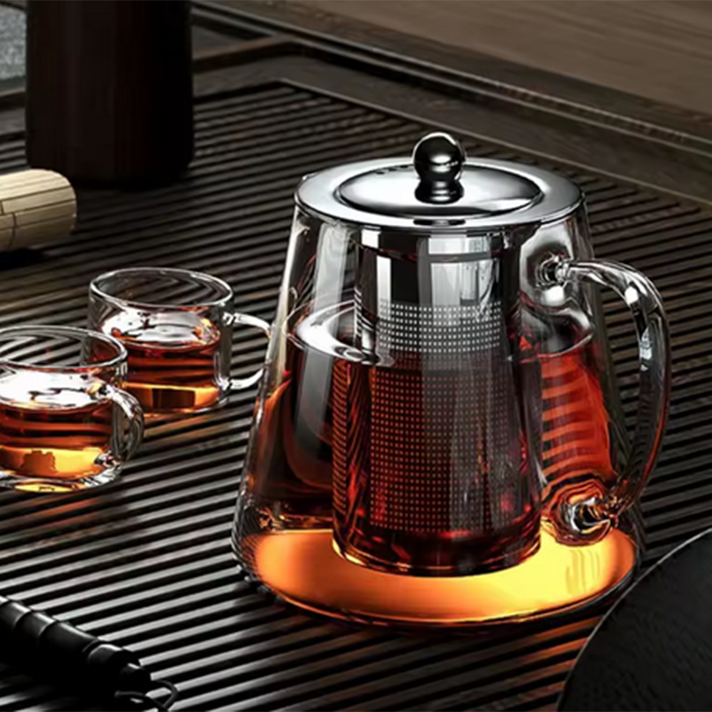 A76X-Heat ガラスティーポットとステンレス鋼のティーストラフラワーケトル Teawareiner Infuser セットプーアルウーロンポット