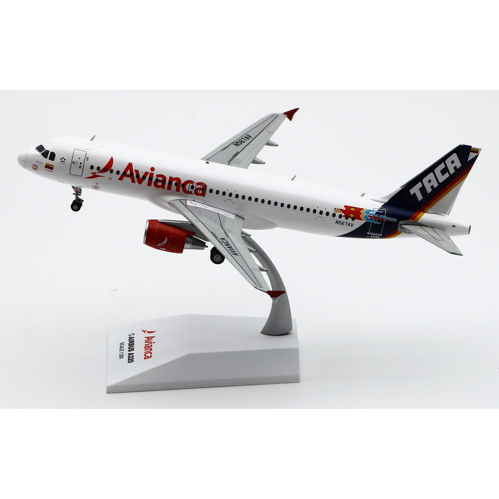 LH2431 合金グッズ飛行機ギフト JC ウィング 1:200 アビアンカ TACA レトロ カラーリング エアバス A320 ダイキャスト航空機 JET モデル N567AV