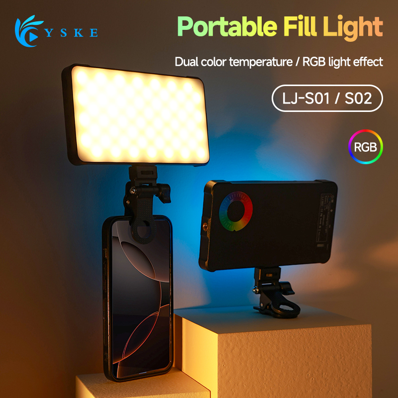 RGB LED ビデオライトフィルストレートポケット写真照明クリップ電話 iPhone iPad ラップトップカメラ - Vlog ライブストリーム