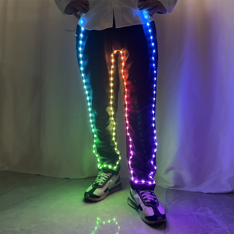 クリエイティブカラフルな光る LED パンツ発光パンツ男性ナイトショー衣装ダンスウェアナイトクラブステージパフォーマンス衣装