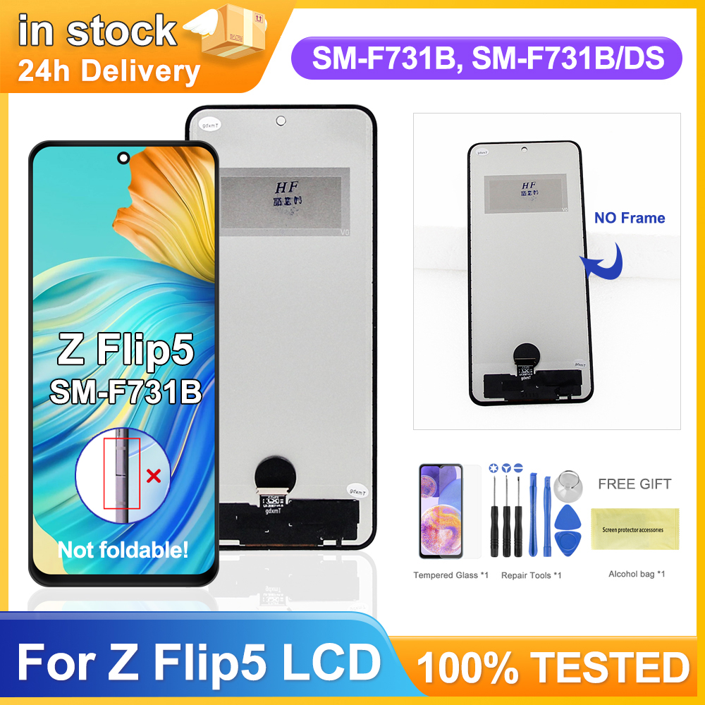 テスト済み Flip5 サムスン Z フリップ 5 SM-F731 F731U 液晶ディスプレイタッチスクリーンデジタルアセンブリサムスン Z Flip5 画面交換