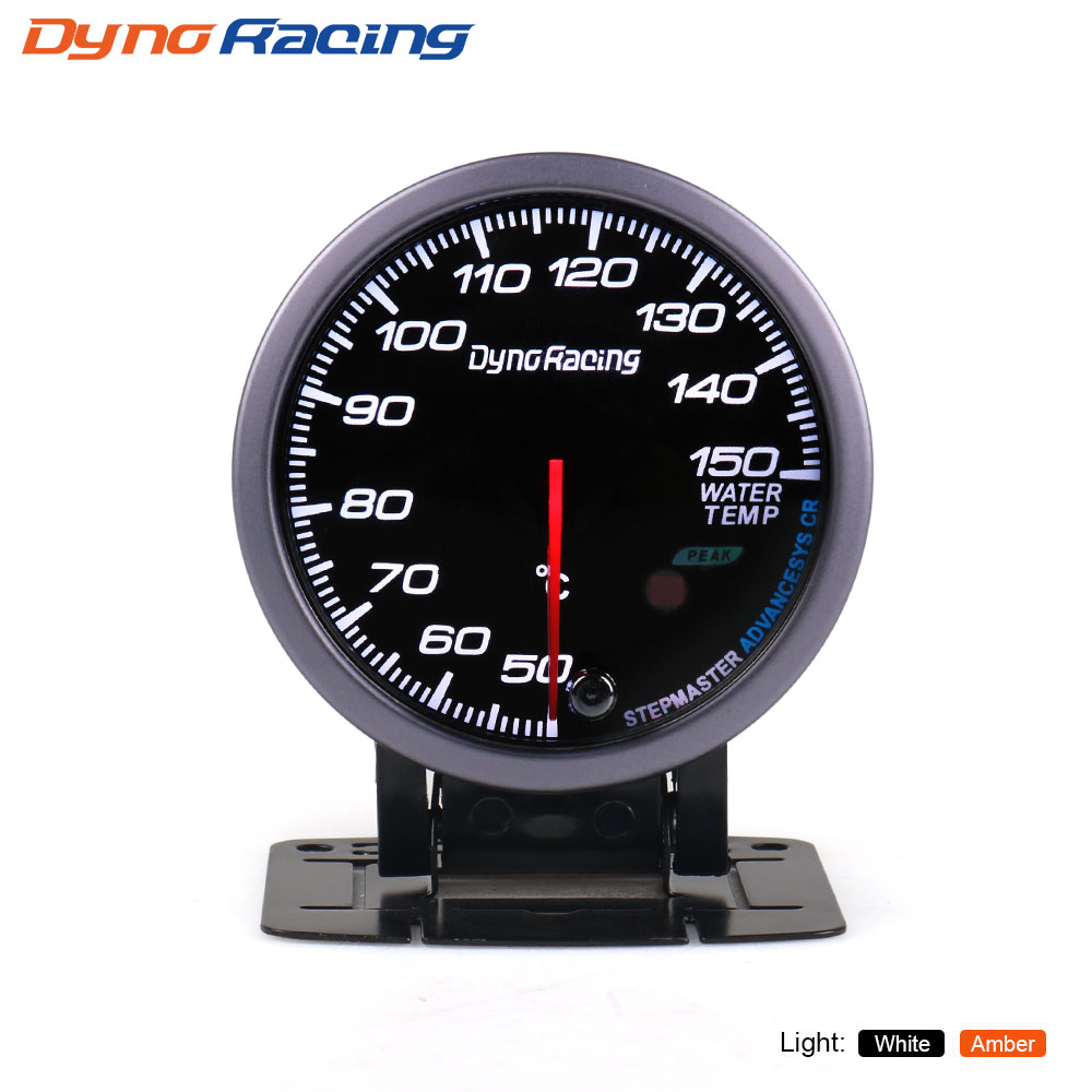 60 ミリメートルブラックフェイス水温計 Dynoracing ホワイト/アンバーライトピーク機能 50-150C 水温計車のメーター