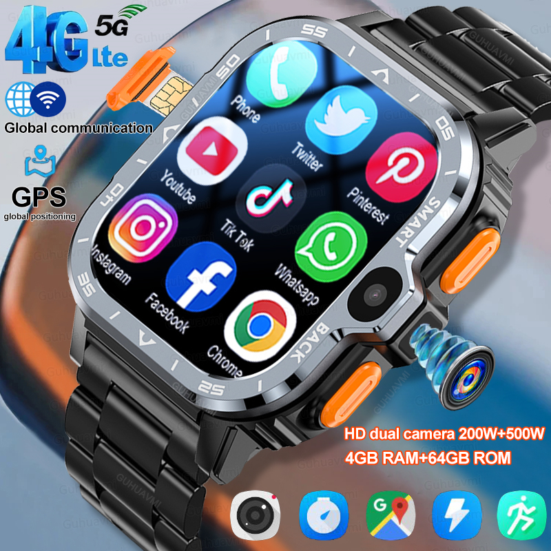 クアッドコア CPU Android スマートウォッチ スポーツ GPS ブレスレット HD デュアルカメラ SIM カード WIFI ワイヤレス高速インターネットアクセス NFC スマートウォッチ