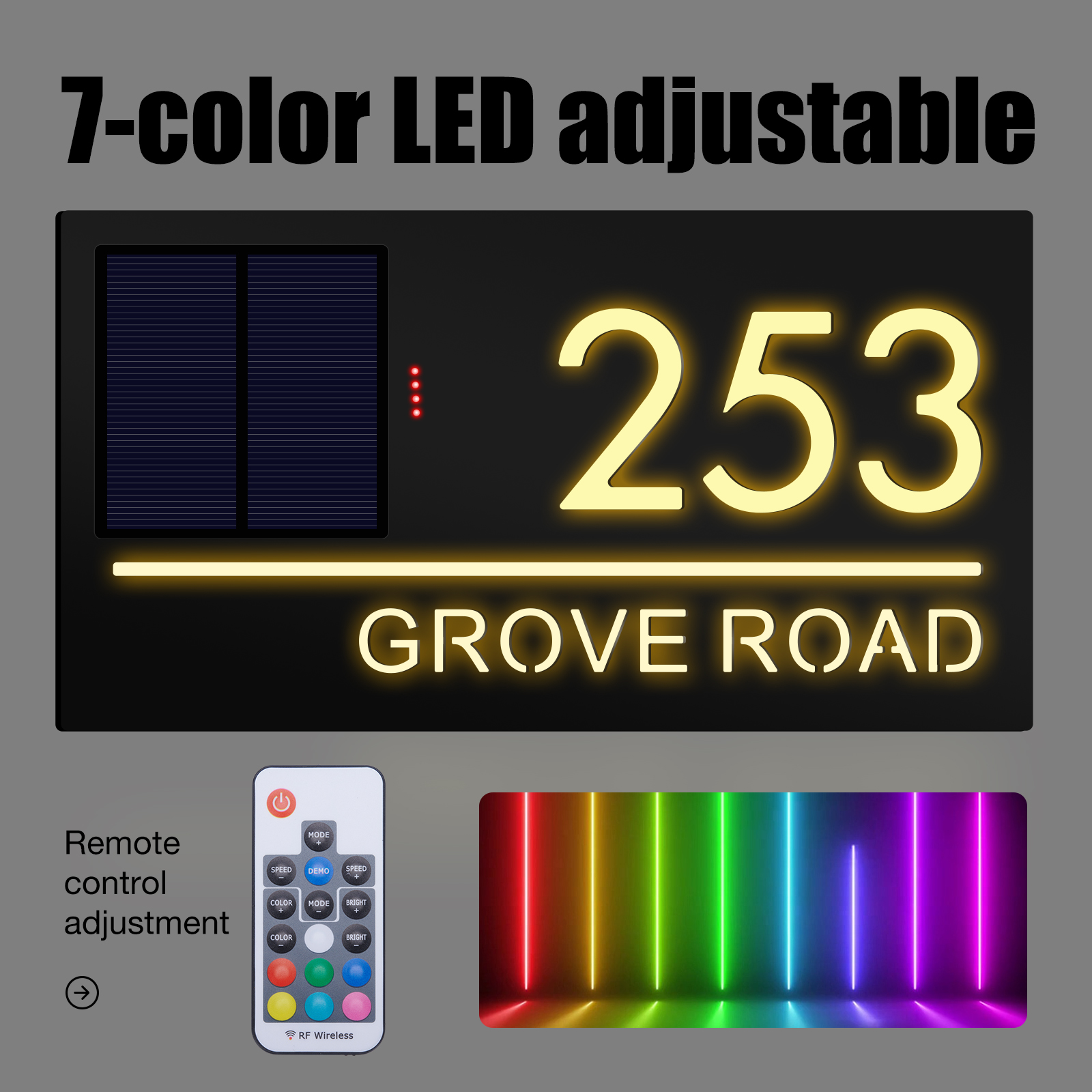 パーソナライズされた 7 色ソーラー家番号ライトカスタム外装 LED ライトハウスプラーク 3D レーザーカッティングストリートファミリー名ドアサイン