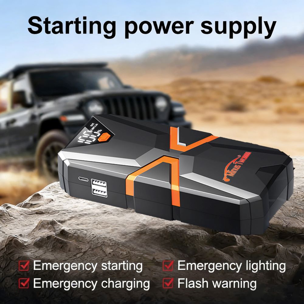 ポータブルカージャンプスターター12V、ガソリンディーゼルSUV用バッテリーブースター、パワーバンク