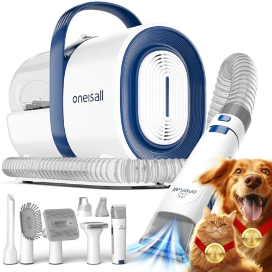 犬のグルーミング掃除機、クリッパーネイルグラインダー付きペットグルーミング掃除機、1.5Lダストカップ犬の脱皮ブラシ、脱皮用の7つのツール付き
