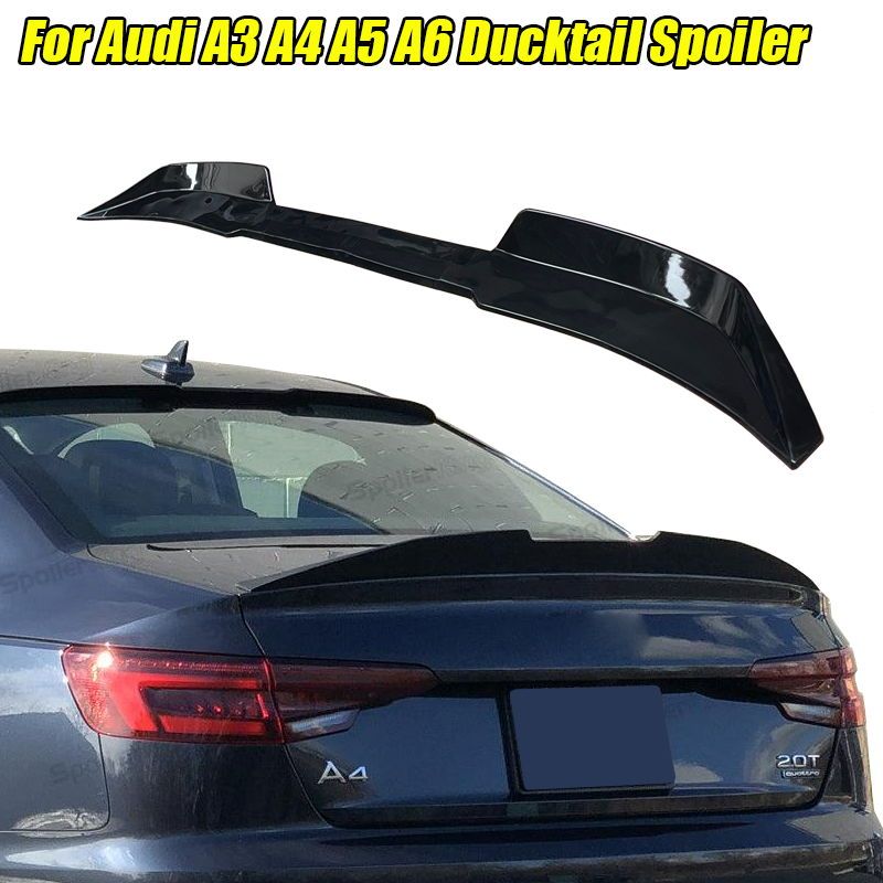 アウディアクセサリー A3 8P A4 B8 B9 A5 A6 C6 車のリアトランクハイキックダックテールブーツスポイラーウイングユニバーサル 3 個グロスブラック