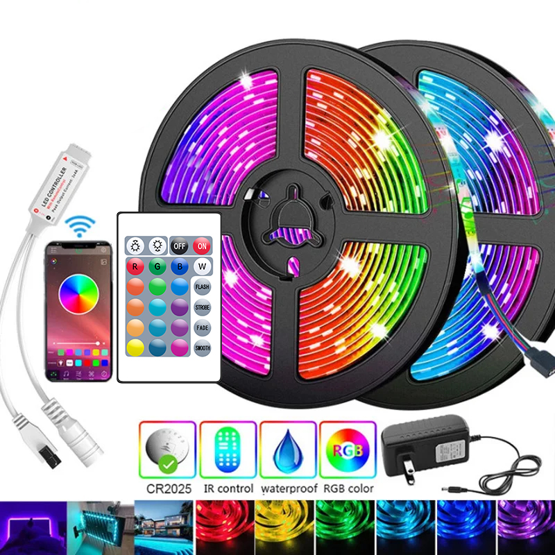 30led/m 5050 Led ストリップ 5 メートル LED ストリップライト LED リボン 15 メートル 20 メートル 30 メートル rgb LED ダイオードテープ Bluetooth コントローラ電源アダプタ家庭用