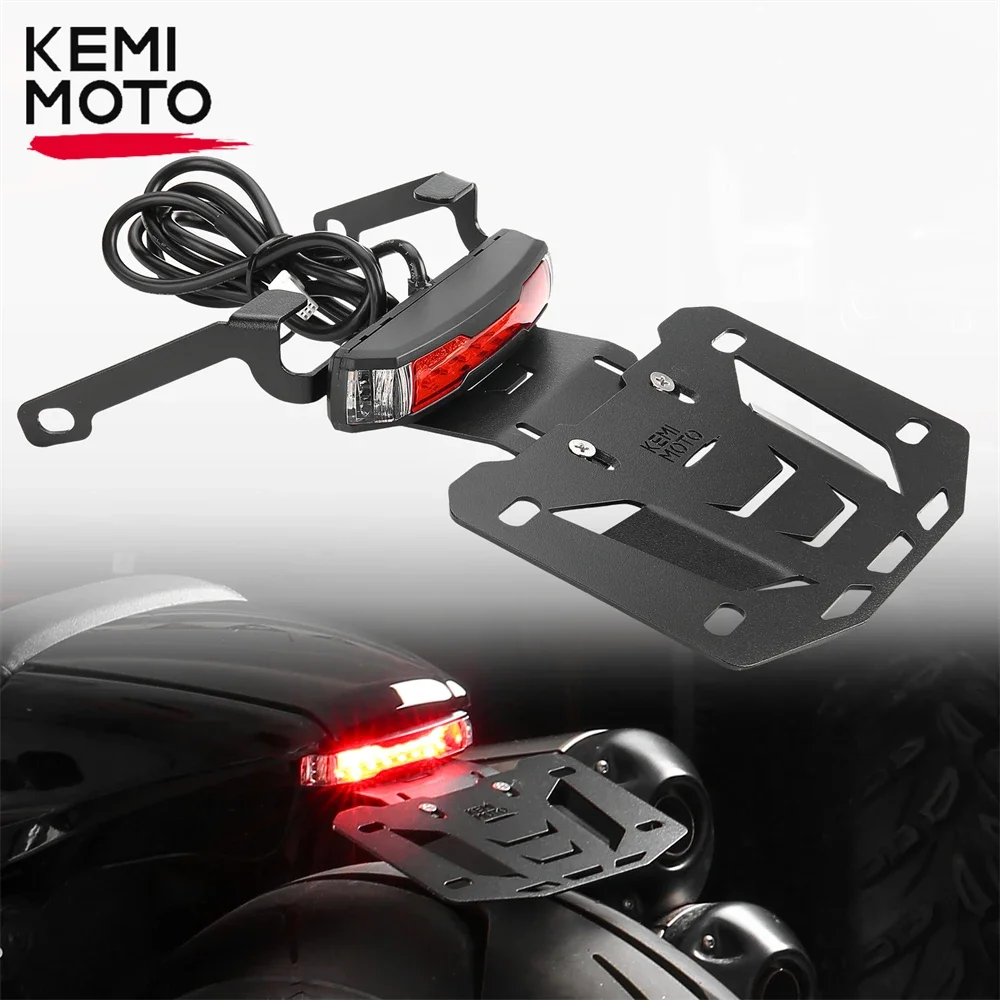 KEMIMOTO オートバイナンバープレートブラケット LED ライト付きスポーツスター S RH1250 2021-2025 フェンダーテールナンバープレートホルダーキット