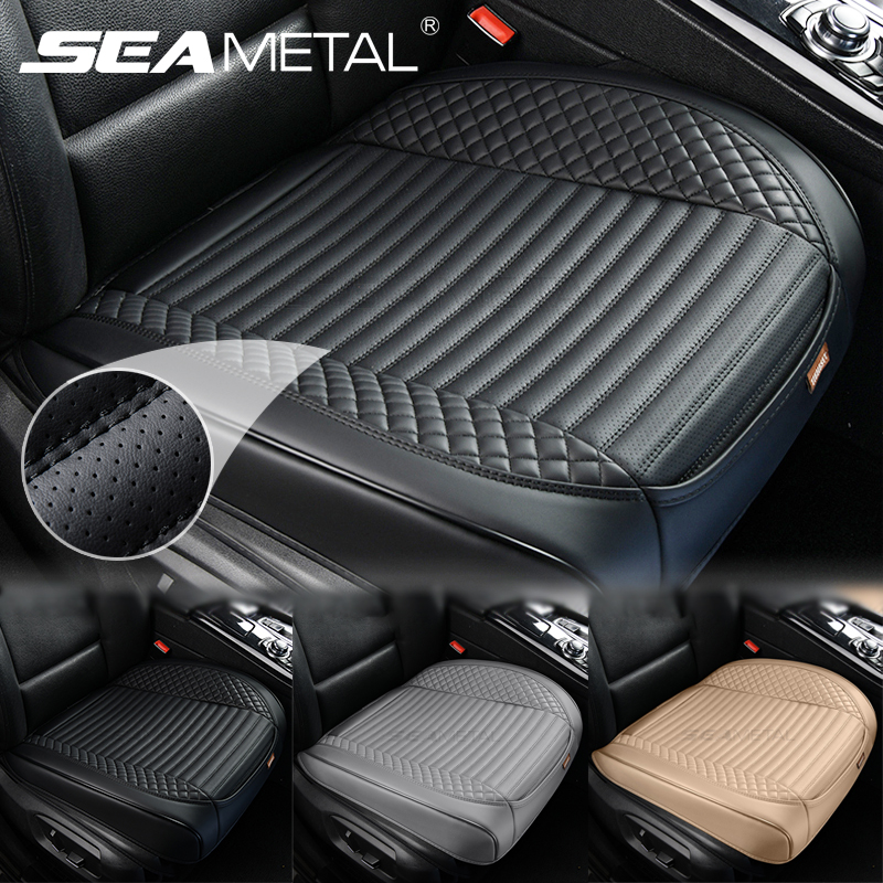 Seametal フルラップカーシートカバー通気性穴 PU 車フロントシートクッションユニバーサルアンチスリップ自動車椅子プロテクターカバー