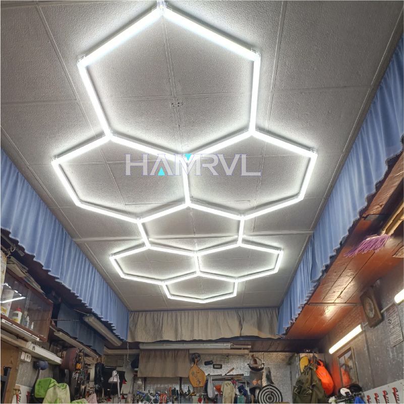 六角 LED 照明ガレージバーベキューショップ理髪店ジムバーカーディテイリングショールーム 4S ワークショップシーリングライトハニカムチューブ